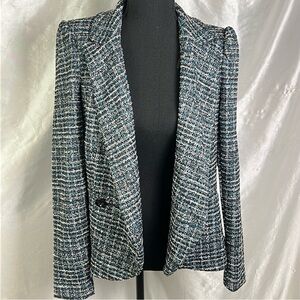 Vintage Shelby Rose Blue Tweed Blazer – Classic Y2K Academia Power Jacket Size 8